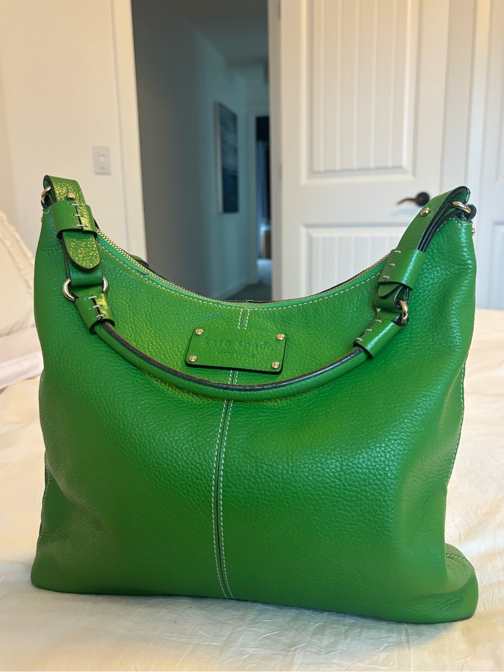 Kate Spade New York Vibrant Green Pebbled Leather Shoulder Bag
